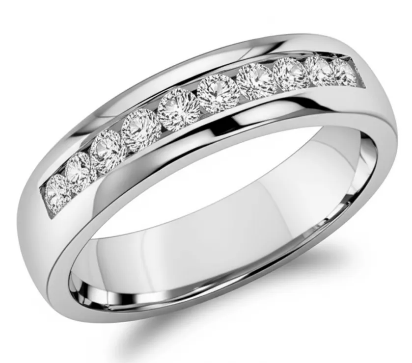 0.81ct Fine Diamond Channel Men's Wedding Band Solid Ring 14K