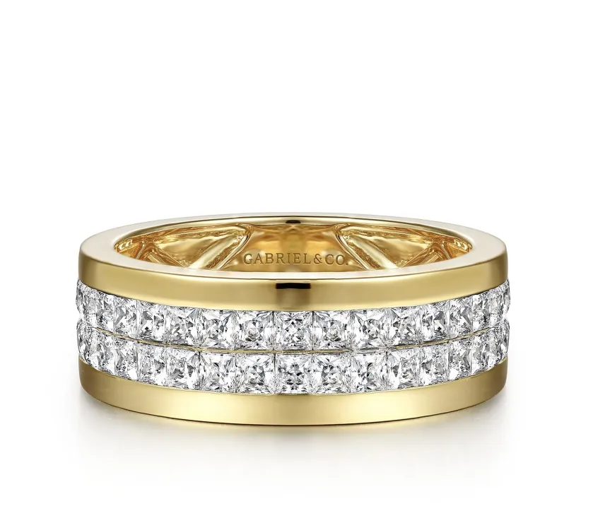 14K Yellow Gold Princess Diamond Men's Wedding Ring