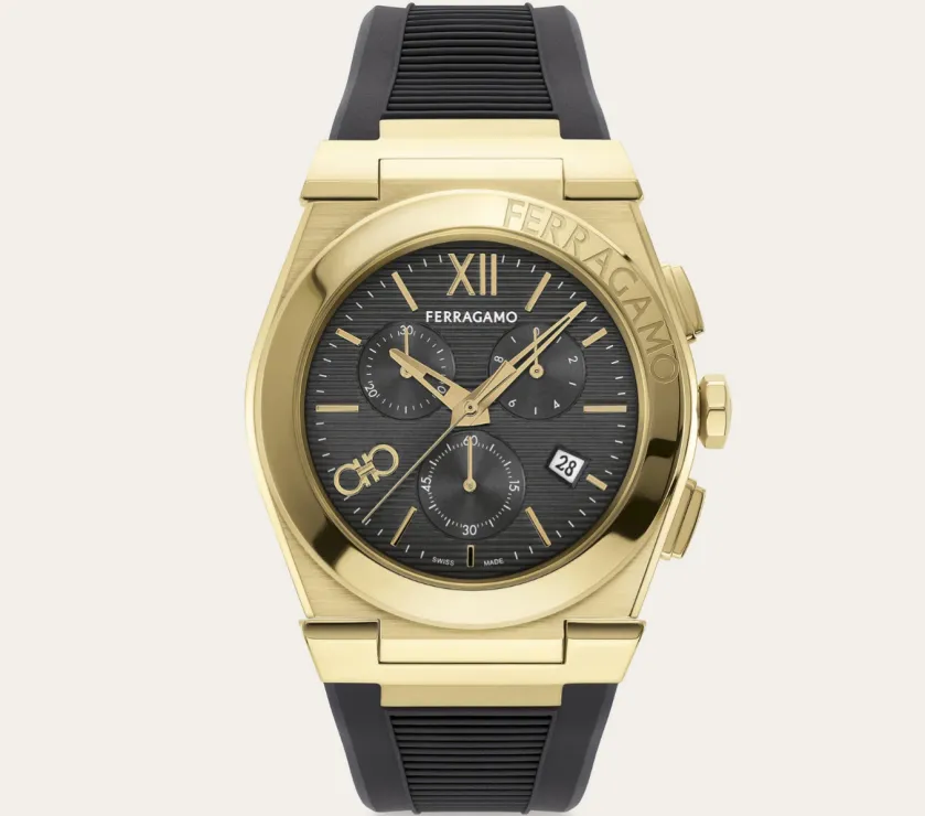 Ferragamo Vega Chrono IP Yellow Gold / Steel Quartz Men' Watch 42MM