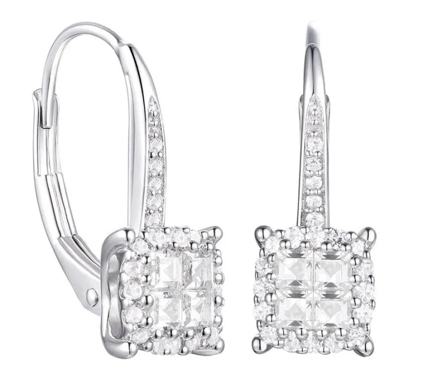 Princess-Cut Diamond 0.5Ct Drop Earrings in 10K White Gold