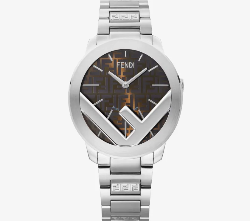 FENDI Round With F Logo Stainless Steel Watch 41MM