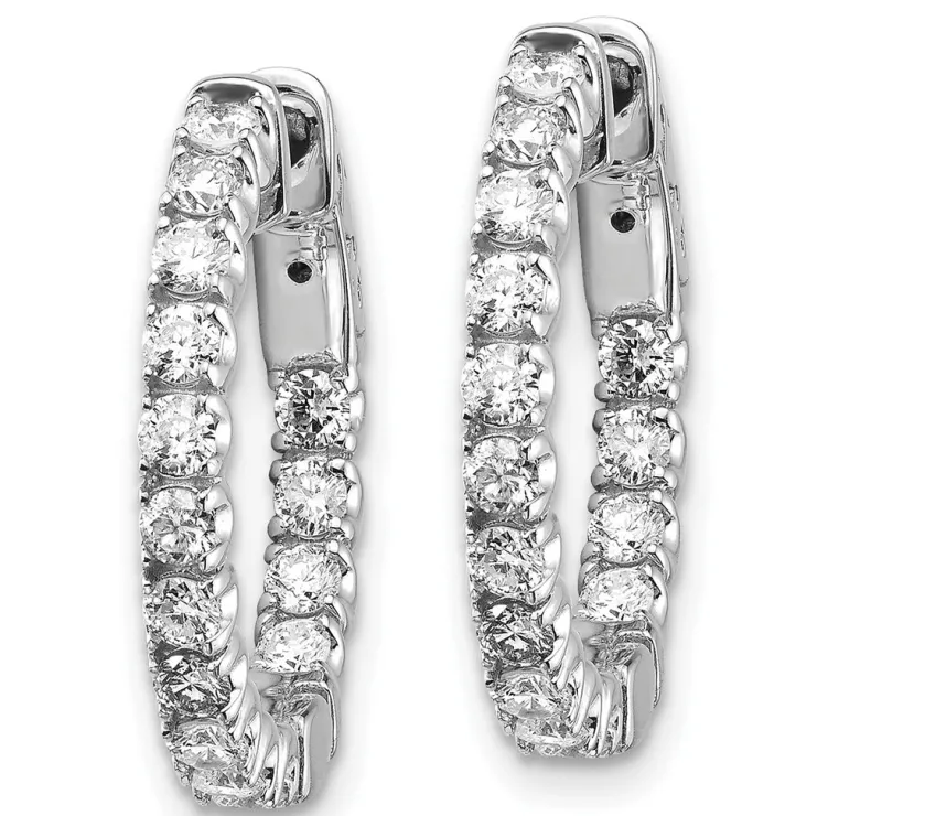 0.90ct Natural Diamond Round Inside Outside Hoop Earrings 18k
