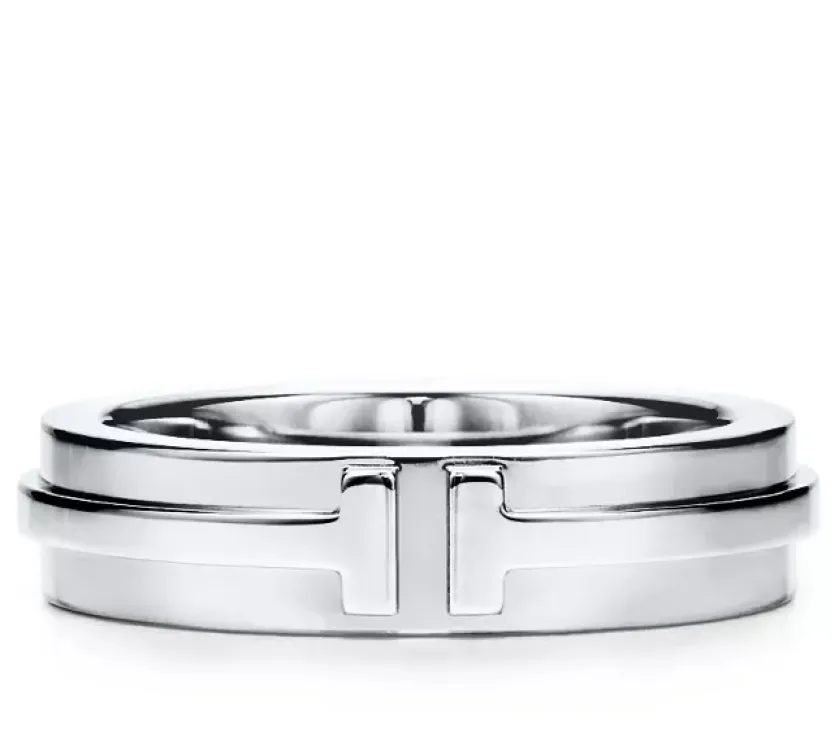 Tiffany T Narrow 36815493 Band Ring in White Gold 4.5MM
