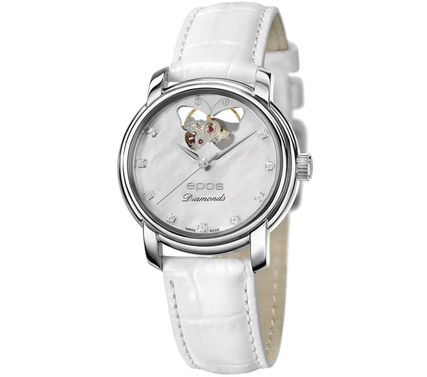 Epos 4314 Open Heart Diamond Automatic Watch Ladies 32MM