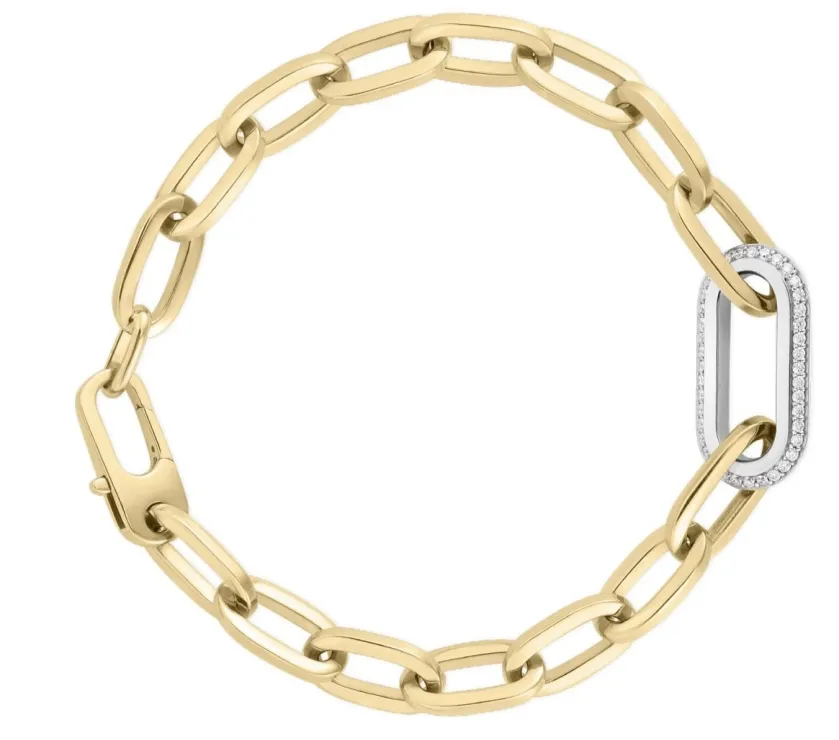 ROBERTO COIN 18K GOLD DIAMOND LINK PAPERCLIP 5310187AJLBX BRACELET