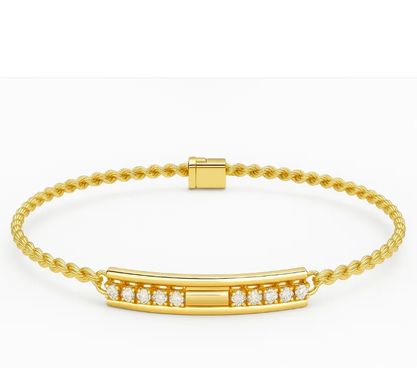 MRJ 18K GOLD DIAMOND ROPE BRACELET