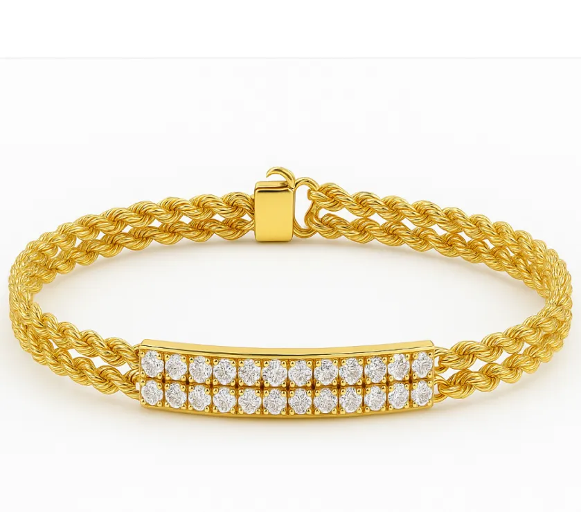 MRJ 18K GOLD 1.35 TCW DIAMOND ROPE BRACELET