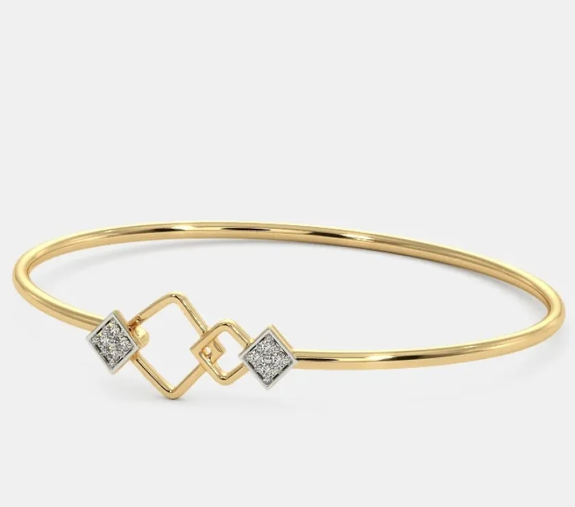 The Bettina Toggle Diamond 0.1 Ct Bangle In 18Kt Yellow Gold