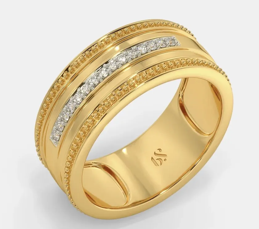 Bluestone Diamond Band Ring In 18Kt Yellow Gold