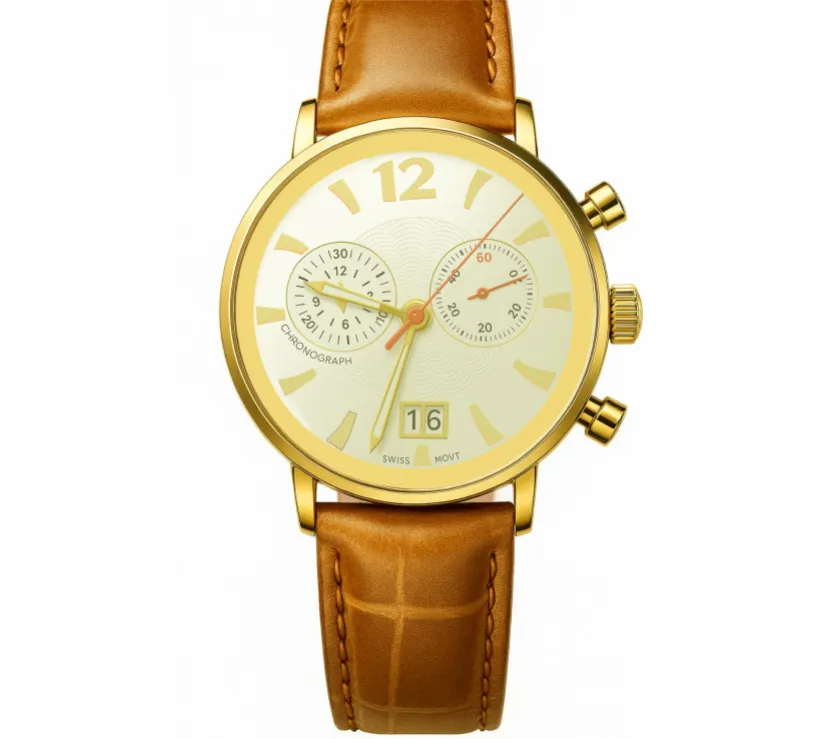 Vicence Quadrante Bianco 14K God Solid Only Case Chrono Quartz