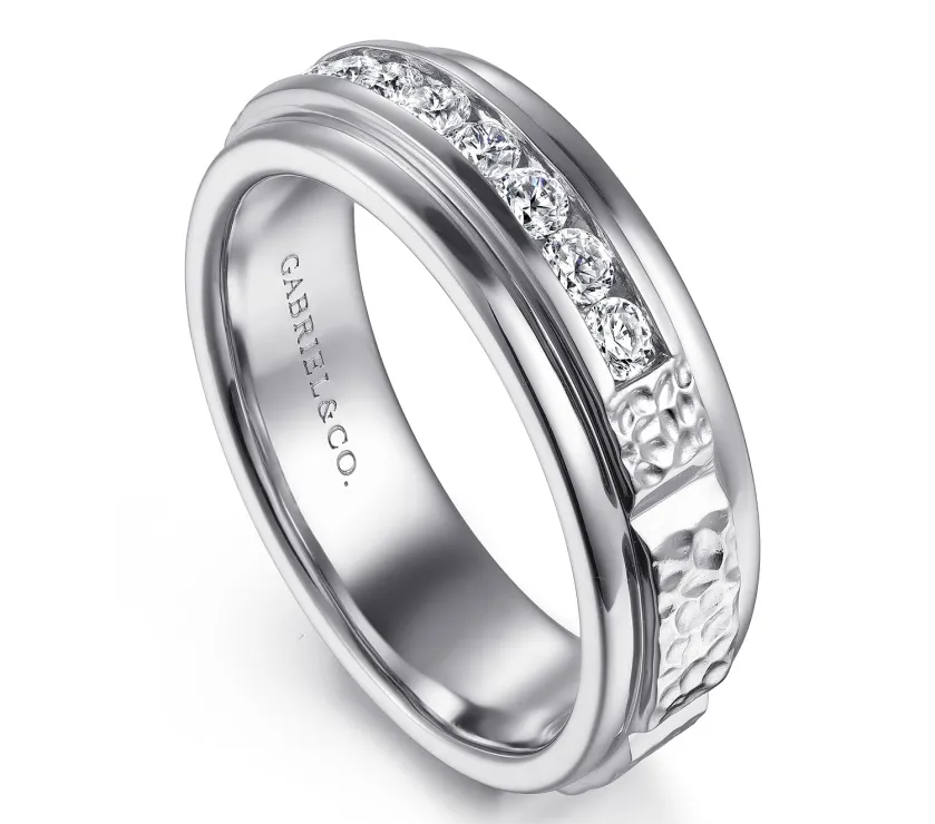 Gabriel Co 14K White Gold Diamond Band Men's Wedding