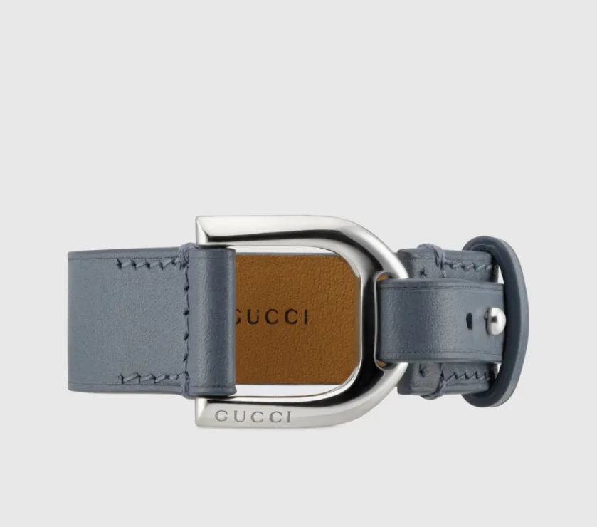 Gucci Staffa Dark green leather Leather Bracelet Style 839737 JAAJW 85