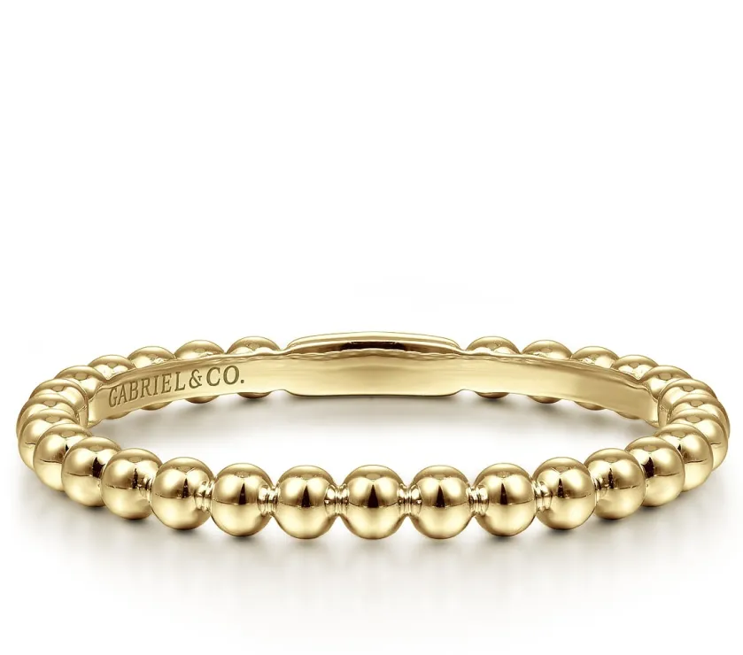 Gabriel Co 14K Yellow Gold Bujukan Beaded  Stackable Ring