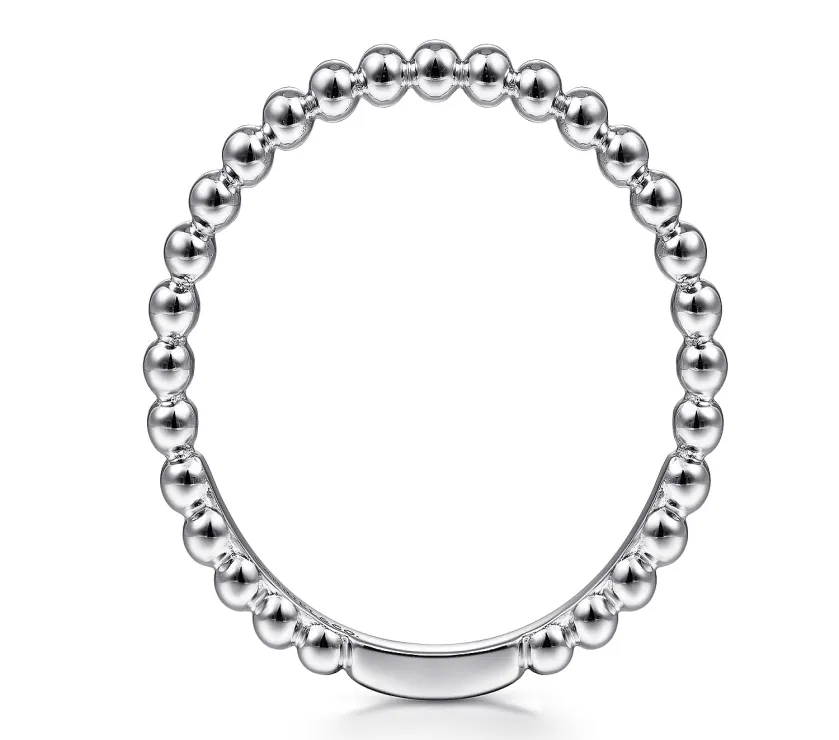 14K White Gold Bujukan Beaded  Stackable Ring