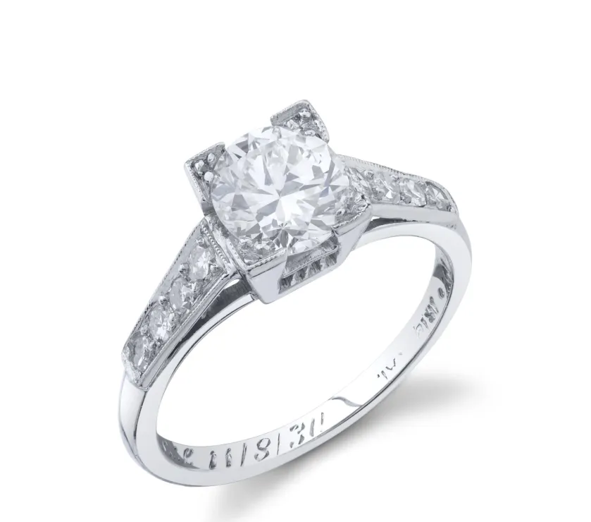 Art Deco Old European-Cut Diamond Ring in Plat