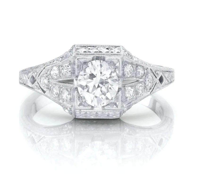 Art Deco 0.50 Carat Diamond Platinum Ring