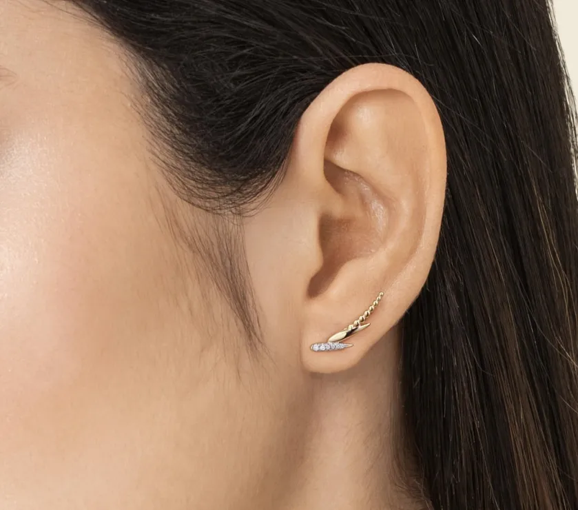 Bujukan Punk 14K Gold Diamond Ear Climber EG15587Y45JJ Earrings