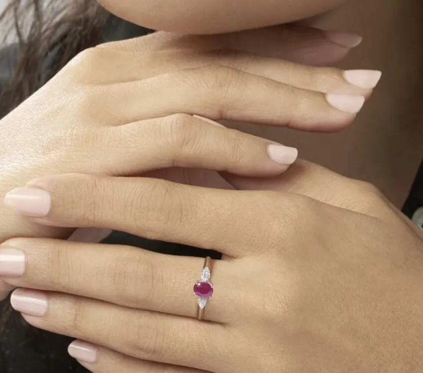 Edgina Or Blanc Ruby and Diamond Ring 9K White Gold