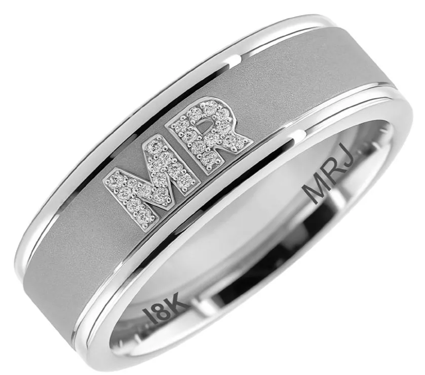 MRJ 18ct Platinum Gold 0.30ct Diamond Icon Band Ring 6MM