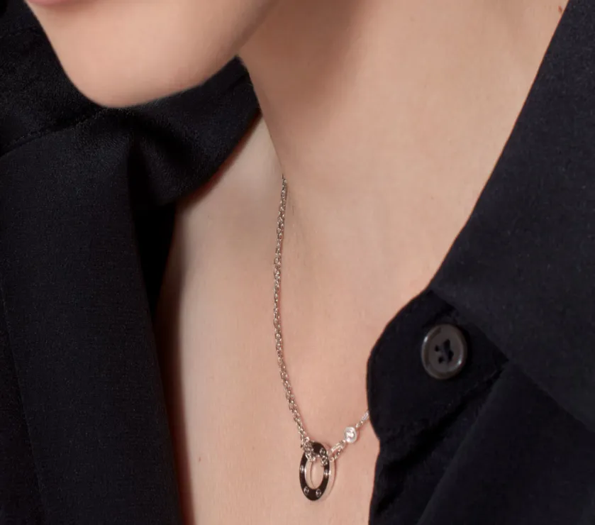 Cartier Leve 2P Diamond 18K White Gold Pendant