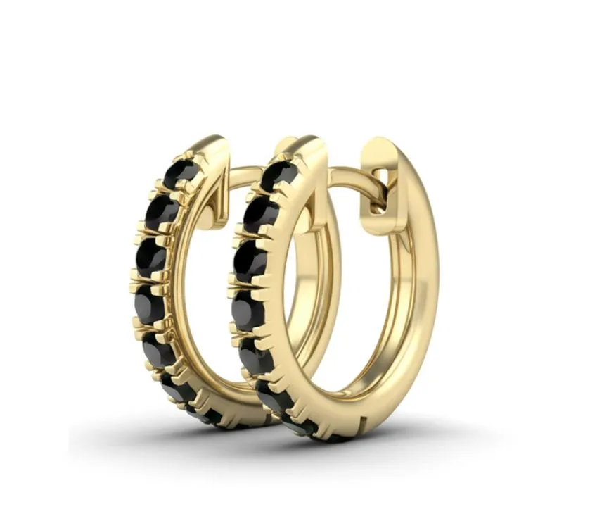 Orecchini a cerchio con diamanti neri MRJ in oro giallo 585