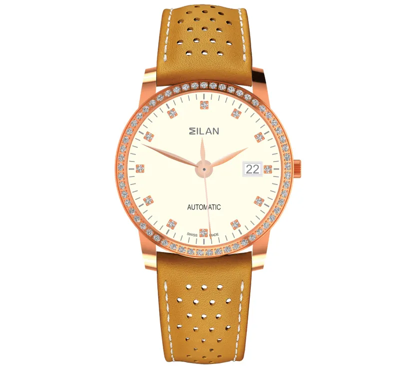 Eilan & Ruby Diamond CZ Two-Tone Automatic Men's Watch