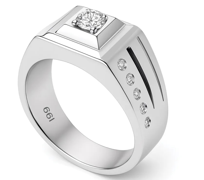 MRJ Jewelry 199 Diamond Palladium 18K White Anniversaries Ring Men