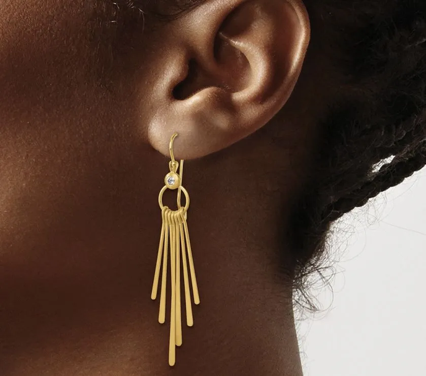 Orecchini pendenti con diamanti MRJ, oro giallo spazzolato 18 carati