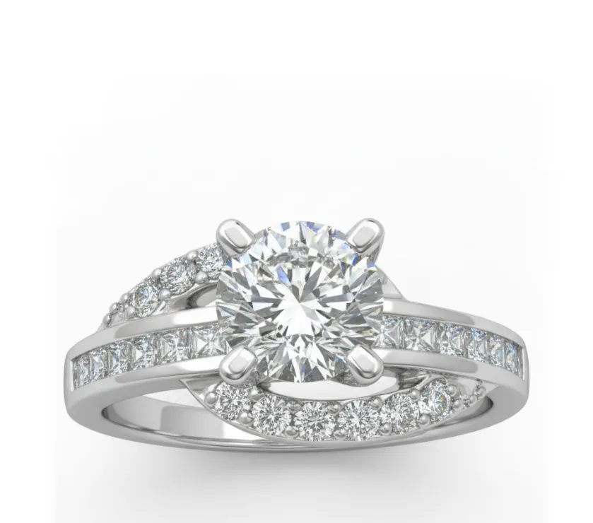 MHJ by MRJ TWISTED DIAMOND SHANK ENGAGEMENT RING 9K