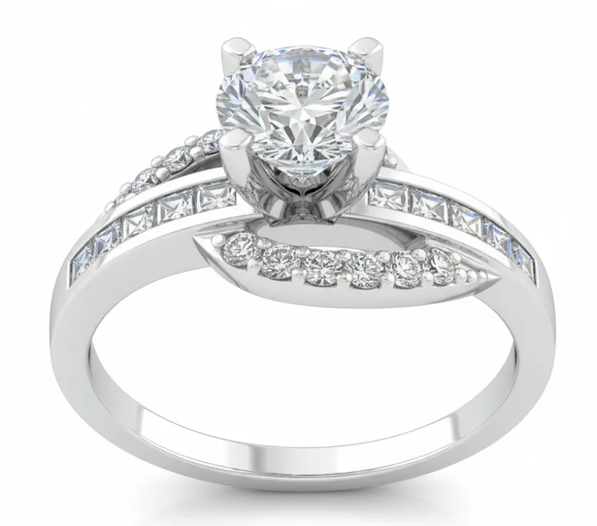 MHJ TWISTED DIAMOND SHANK ENGAGEMENT RING 9K