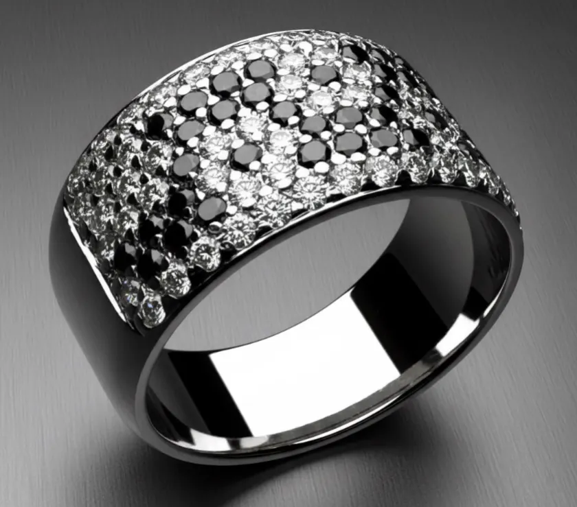 MRJ Dazzling rock Collection 1.58 Carat Round White & Black Diamond