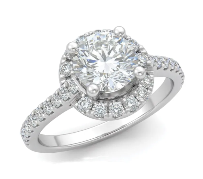 Eilan Ruby Halo Dome Engagement Ring 18K White Gold