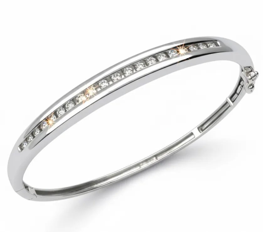 Michael Hill Round Cut Channel Set Diamond Bangle in 9K