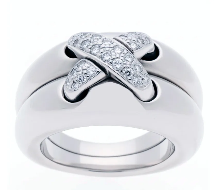 Chaumet Liens crossed lined Diamond Band Ring in 18K