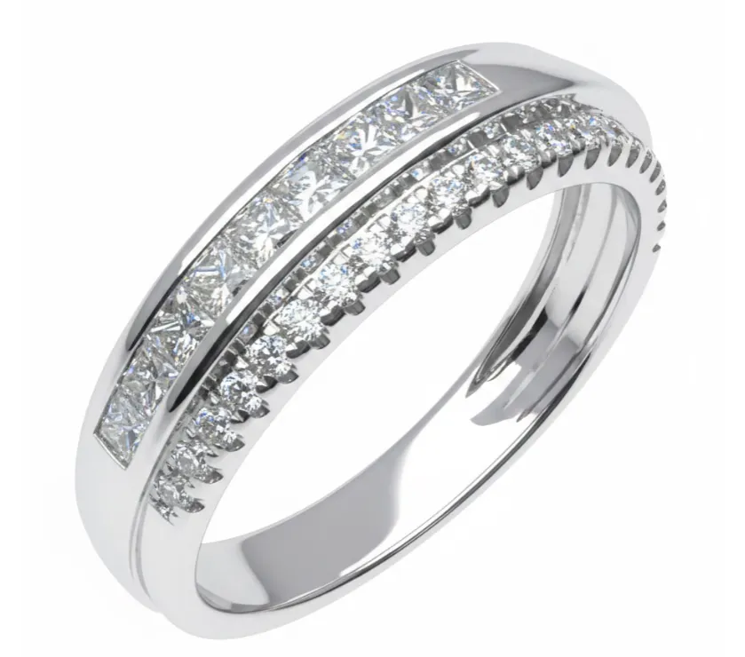 Princess and Round Cut Brilliant Uniqua Anniversary Band Ring Platinum