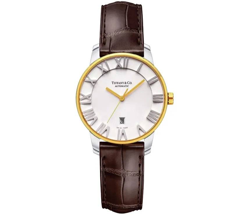 Tiffany Co Atlas Dome18K Gold Bezel Automatic Womens Watch