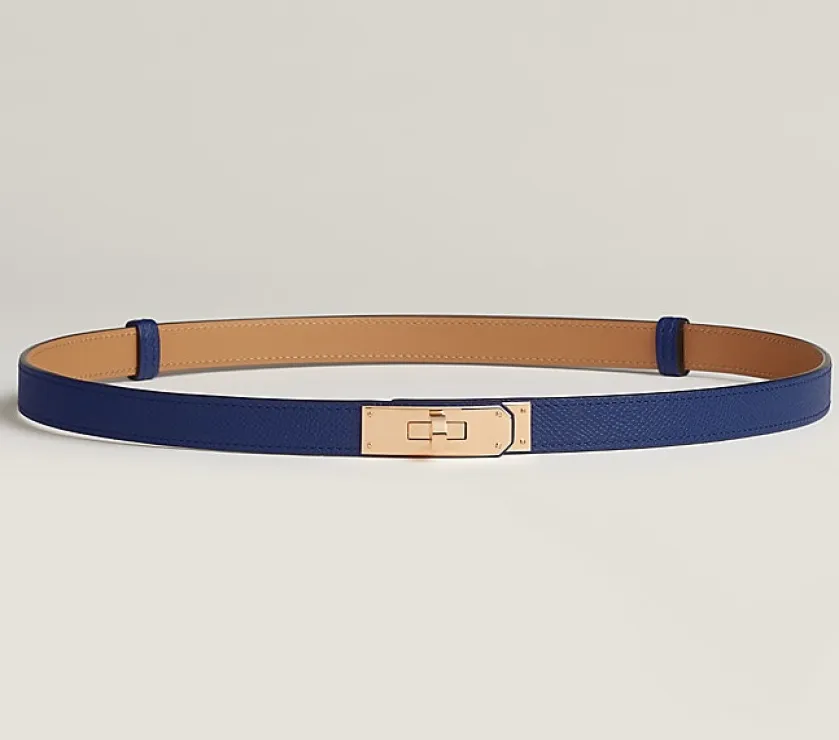Hermes Kelly 18 belt Blue Leather in Epsom calfskin with Kelly buckle