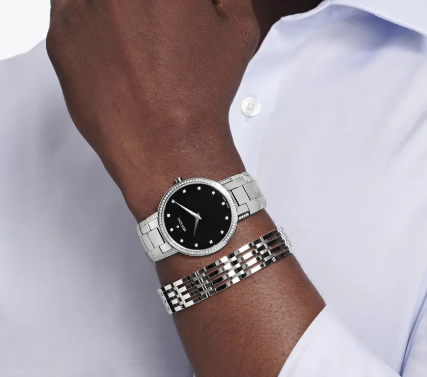 Movado Faceto Diamond Stainless Steel Quartz Men' Watch 39MM