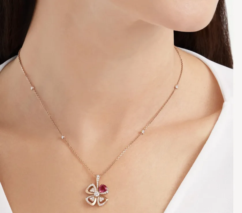 BVLGARI FIOREVER DIAMOND Ruby 359928 NECKLACE 18K