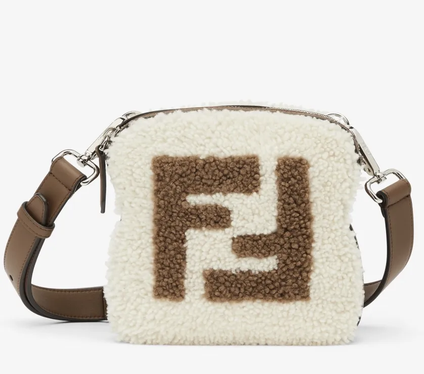 Fendi Toast Bag White Shearling Bag Made in Italy