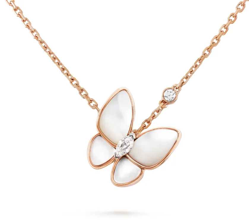 Van Cleef Arpels Two Butterfly pendant VCARO8FO00 18K Rose Gold Diamon