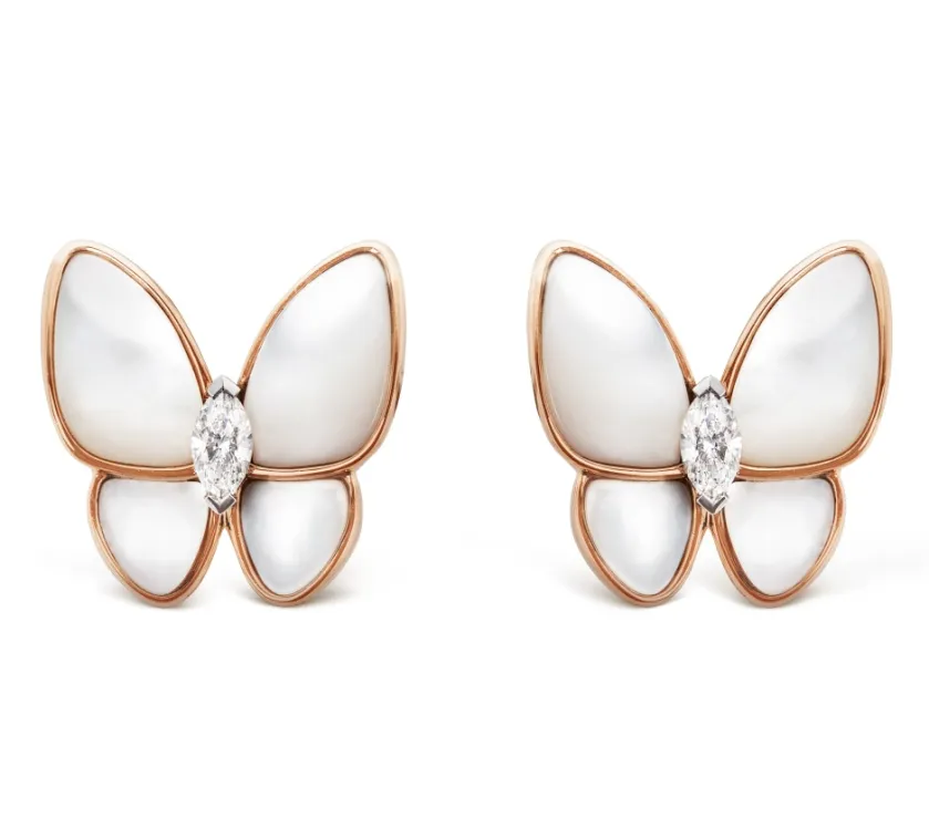 Van Cleef Arpels Two Butterfly earrings VCARO8FN00 18K Rose Gold Diamo
