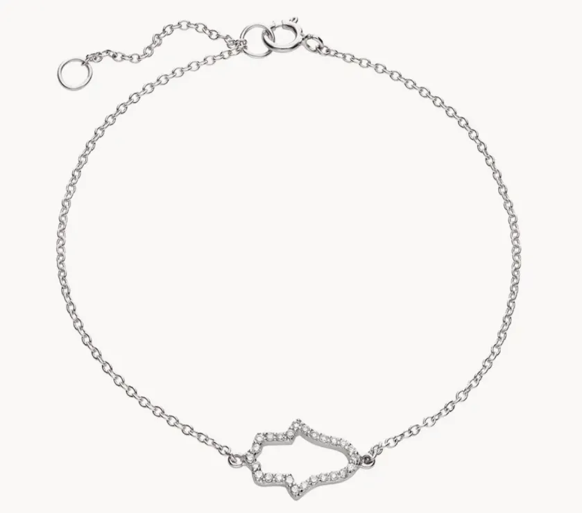 Diamonds Pave Hamsa Bracelet in 10K White Gold