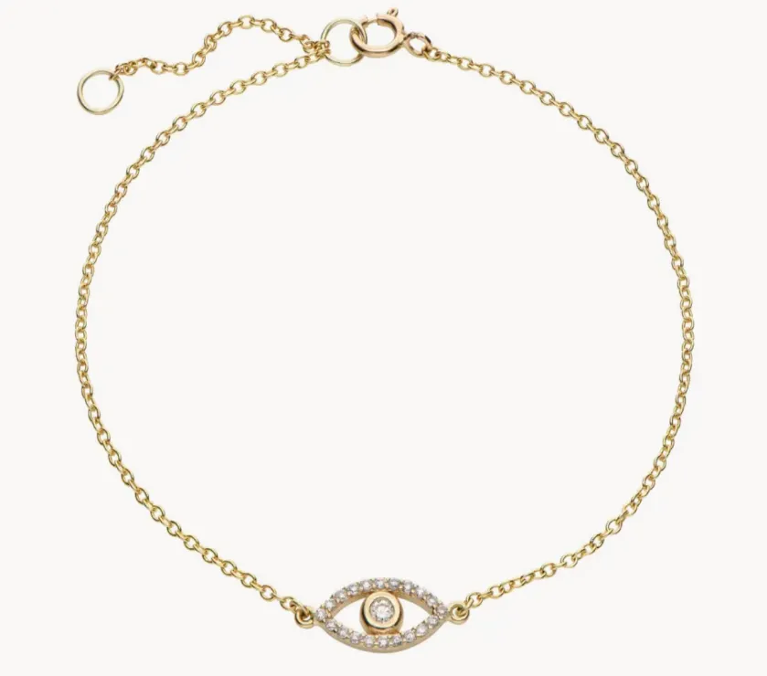 Diamonds Pave Evil Eye Bracelet in 10K Yellow Gold