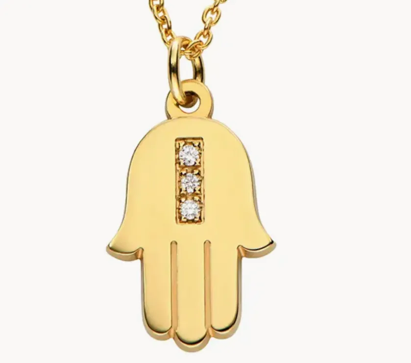 Mini Pave Diamond Hamsa in Gold Vermeil Chain