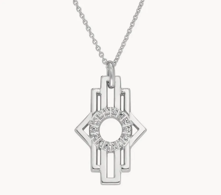 Diamonds Hamsa Necklace in Sterling Silver