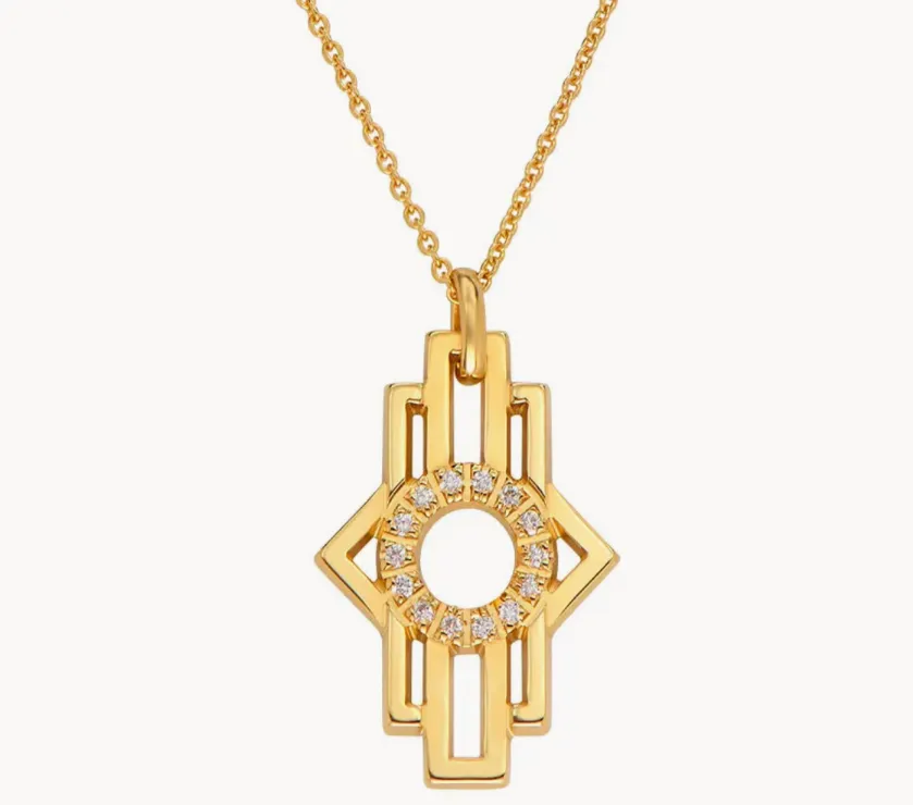 Diamonds Hamsa Necklace in Gold Vermeil Italy